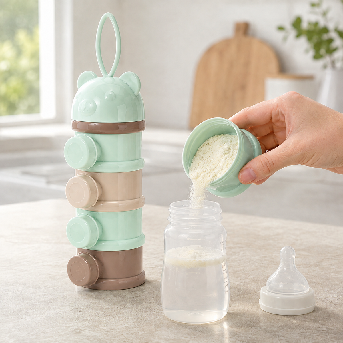 Domister 4-Tier Snack & Formula Organizer – Portable On-the-Go Container